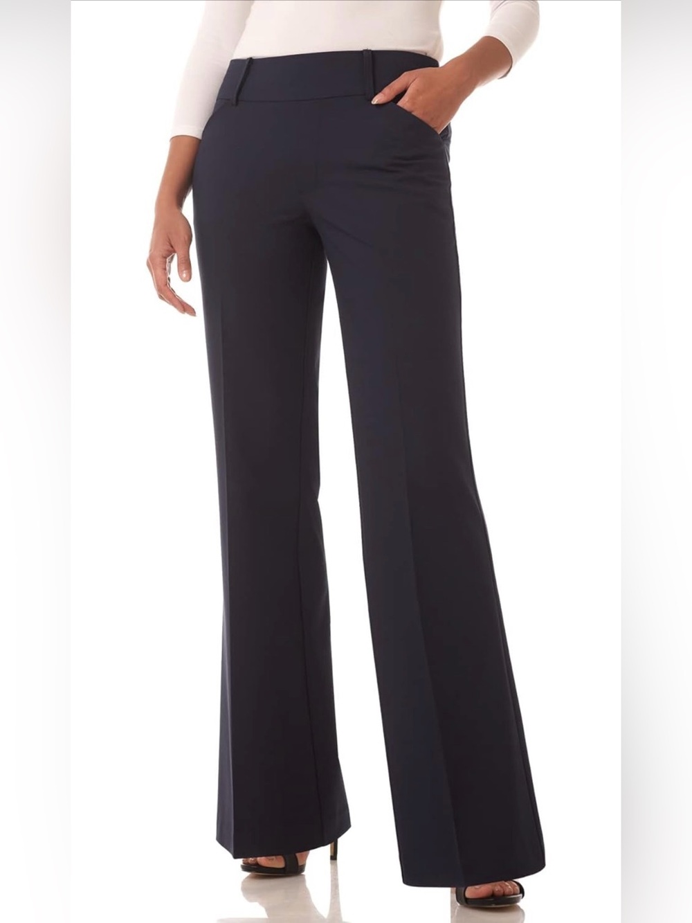 iChosy Women's Pull On Barely Bootcut Black Pull On Stretch Dress Pants Plus 18